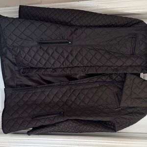 Ladys Quilted Black Jacket - Lightweight Long Coat